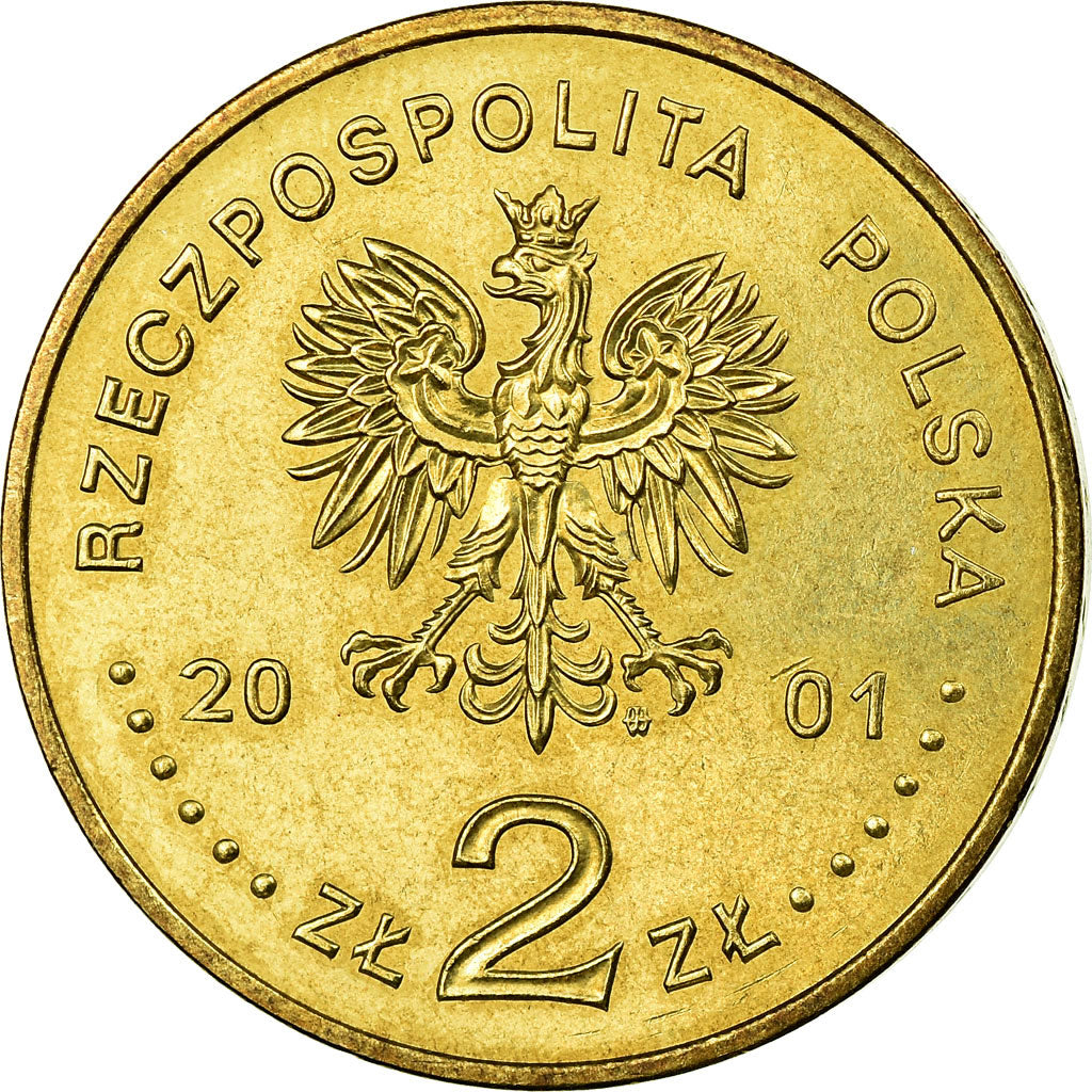Münze, Polen, 2 Zlote, 2001, Warsaw, SS, Messing, KM:426