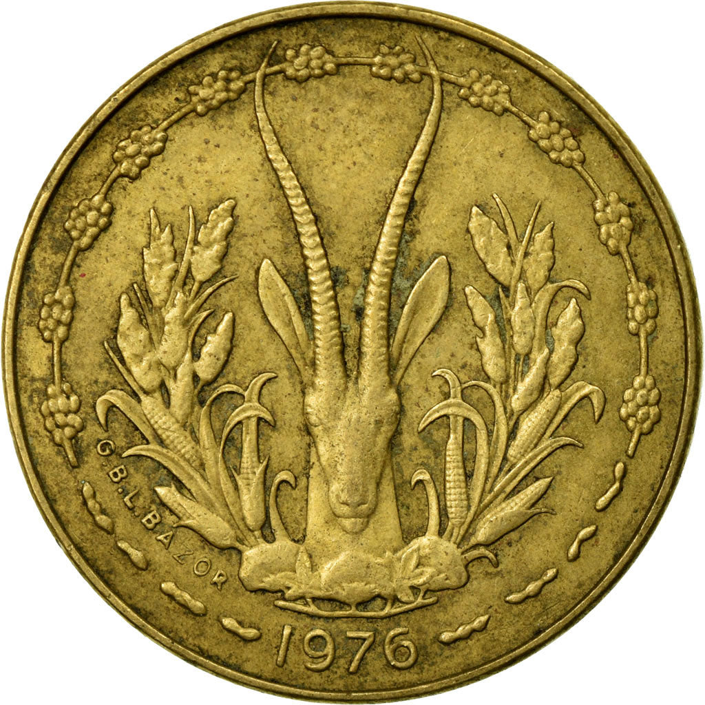 Munten, West Afrikaanse Staten, 5 Francs, 1976, ZF, Aluminum-Nickel-Bronze