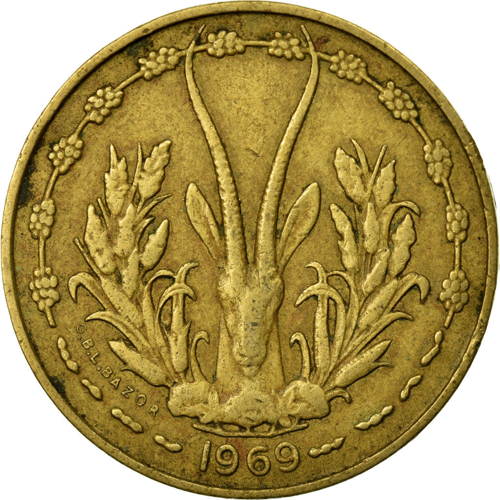 Munten, West Afrikaanse Staten, 10 Francs, 1969, ZF, Aluminum-Nickel-Bronze