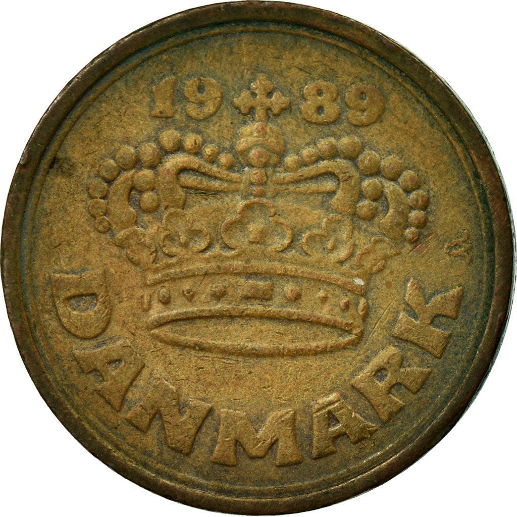 Moneta, Danimarca, Margrethe II, 50 Öre, 1989, BB, Bronzo, KM:866.1