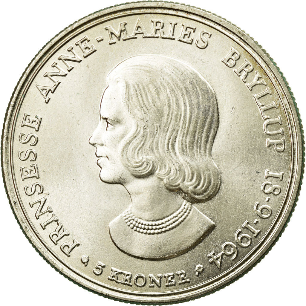 Coin, Denmark, Frederik IX, 5 Kroner, 1964, Copenhagen, AU(55-58), Silver