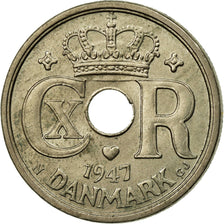 Moneta, Danimarca, Christian X, 25 Öre, 1947, Copenhagen, BB, Rame-nichel