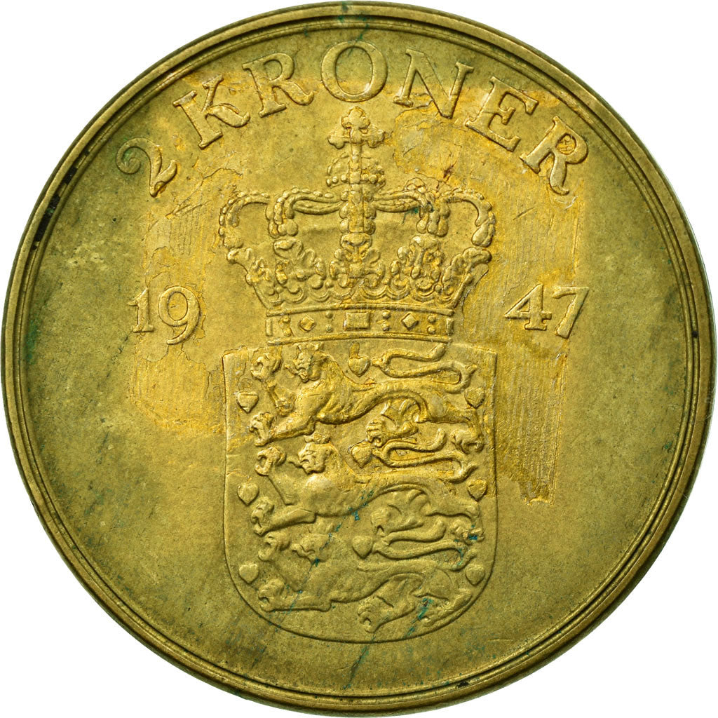 Munten, Denemarken, Frederik IX, 2 Kroner, 1947, Copenhagen, ZF