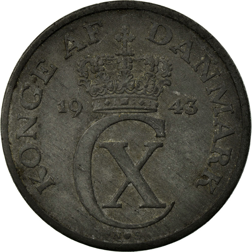 Moneta, Danimarca, Christian X, 5 Öre, 1943, Copenhagen, MB, Zinco, KM:834a