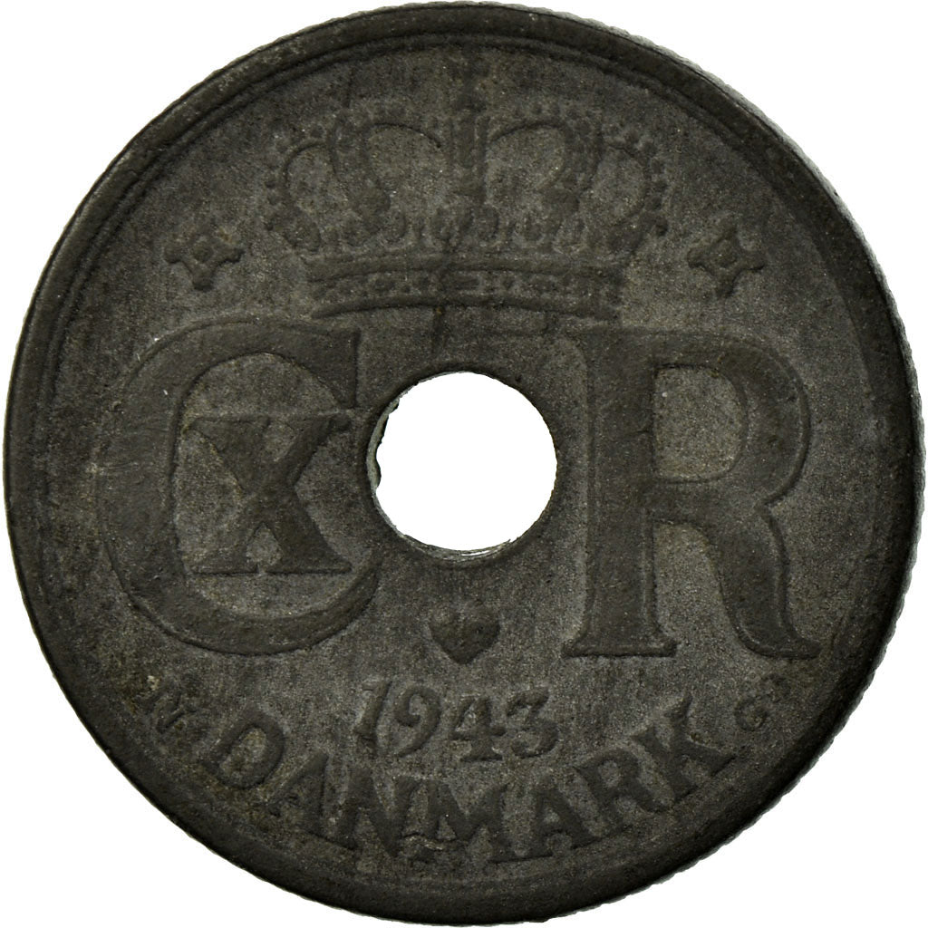 Monnaie, Danemark, Christian X, 10 Öre, 1943, Copenhagen, TB, Zinc, KM:822.2a