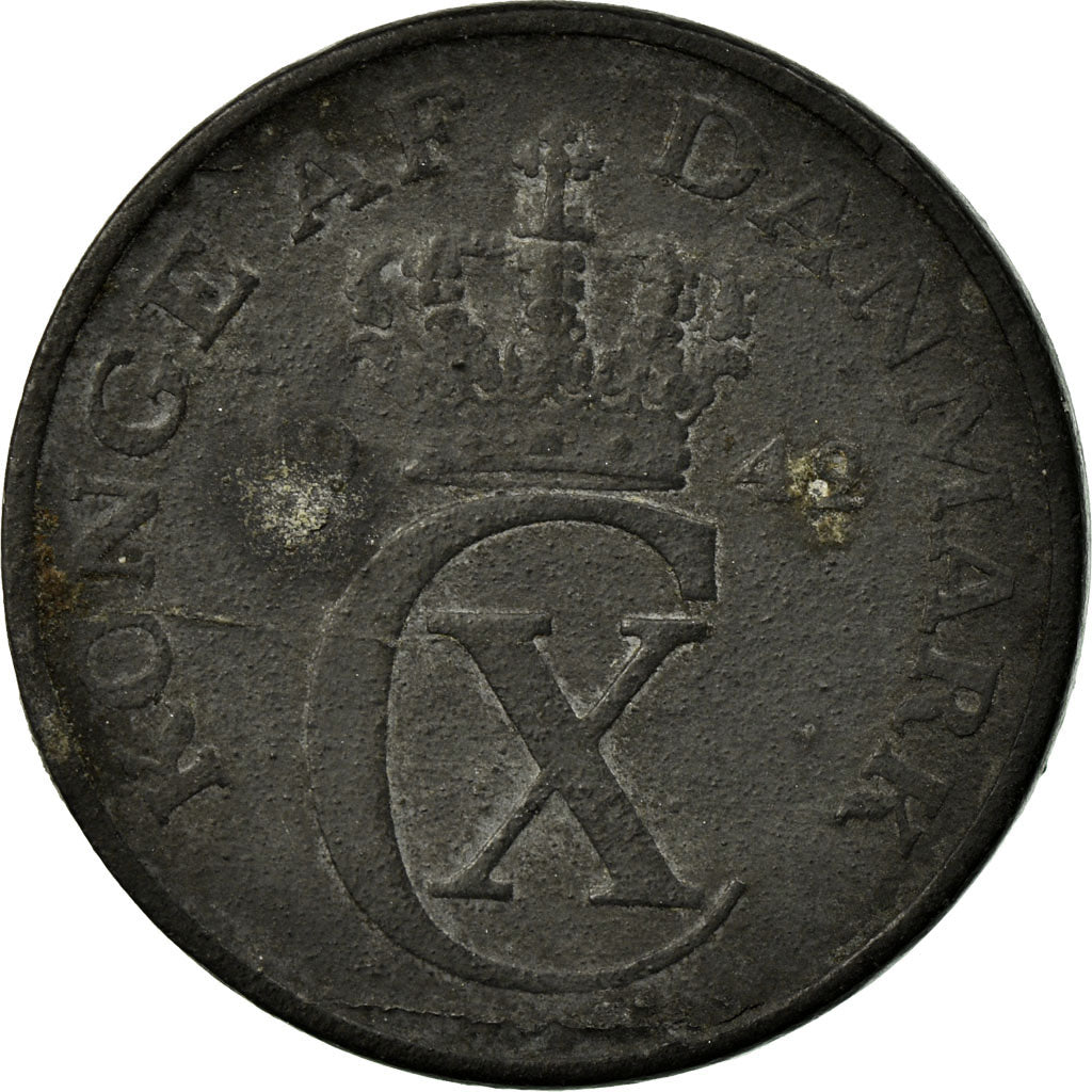 Munten, Denemarken, Christian X, 2 Öre, 1942, Copenhagen, ZF, Zinc, KM:833a