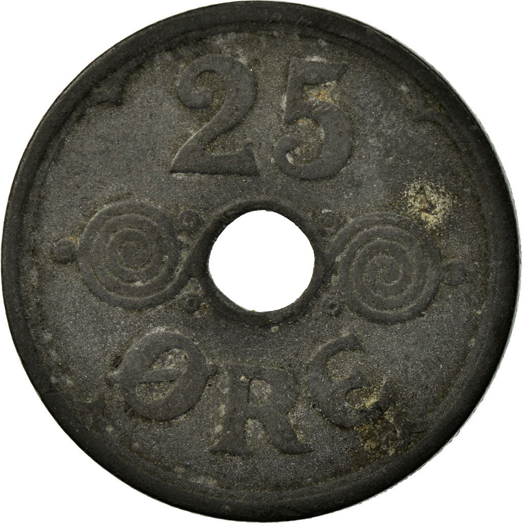 Coin, Denmark, Christian X, 25 Öre, 1941, Copenhagen, VF(20-25), Zinc