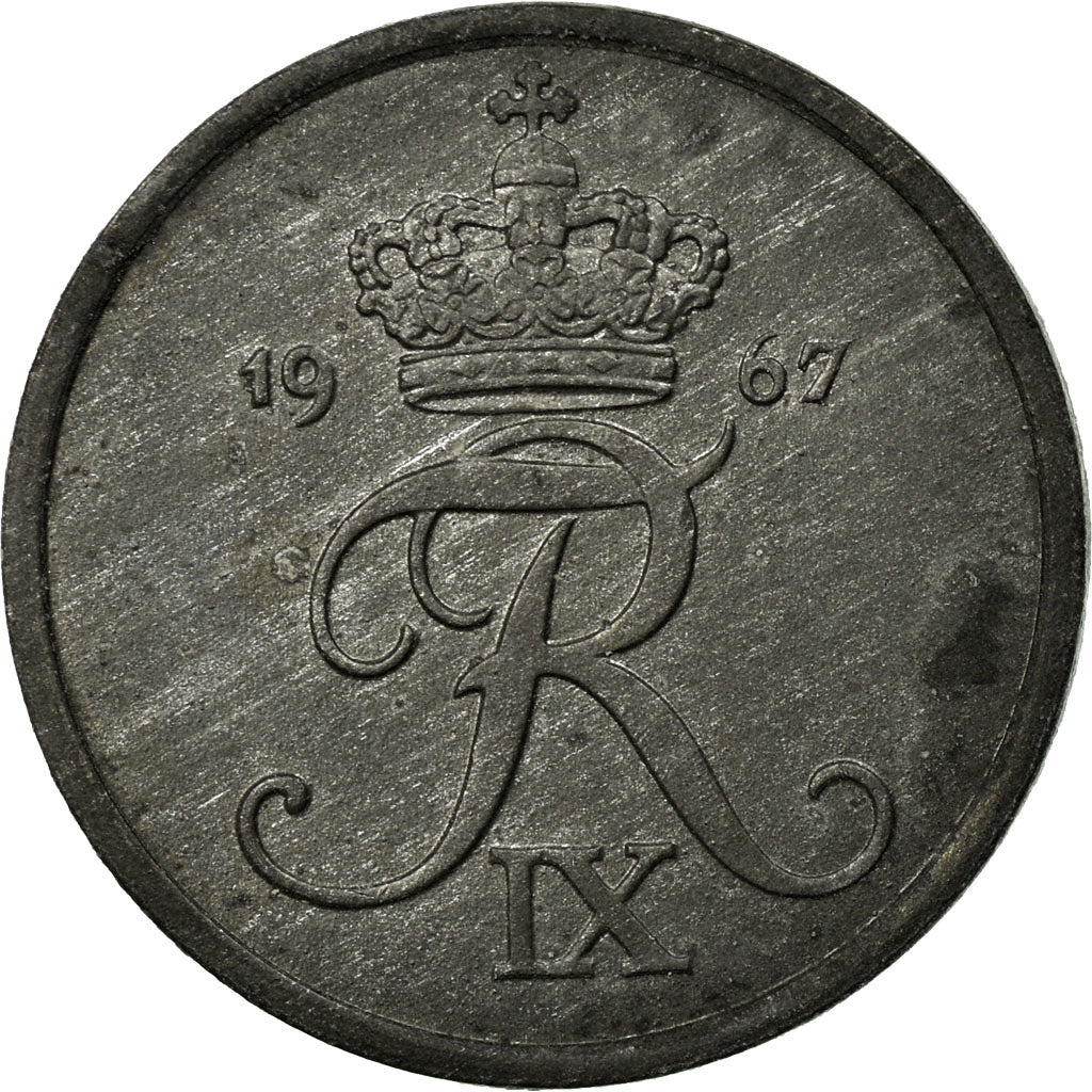 Munten, Denemarken, Frederik IX, 2 Öre, 1967, Copenhagen, FR+, Zinc, KM:840.2