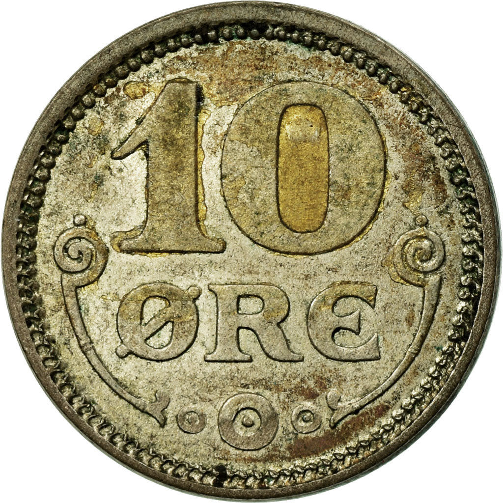 Coin, Denmark, Christian X, 10 Öre, 1918, Copenhagen, VF(30-35), Silver