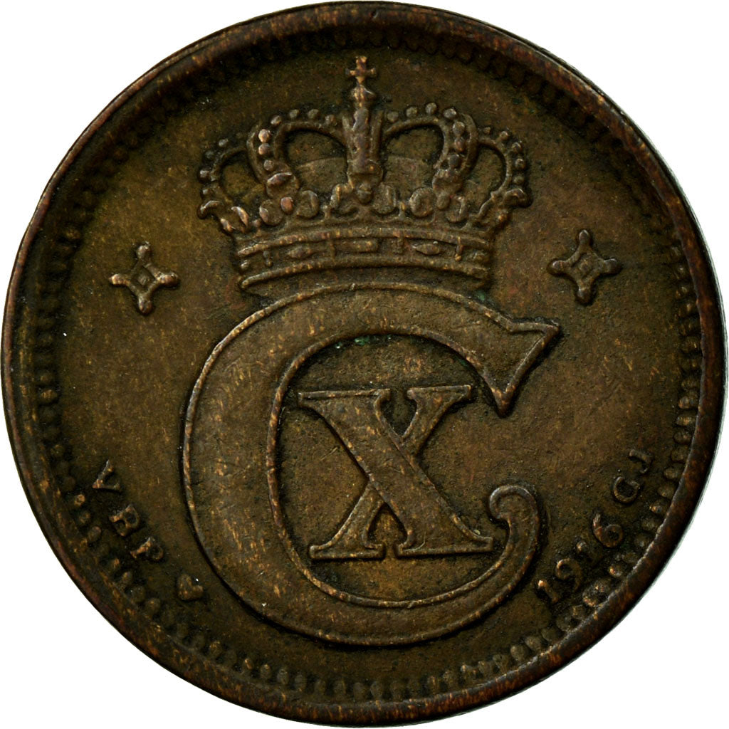 Moneta, Danimarca, Christian X, Ore, 1916, Copenhagen, MB+, Bronzo, KM:812.1