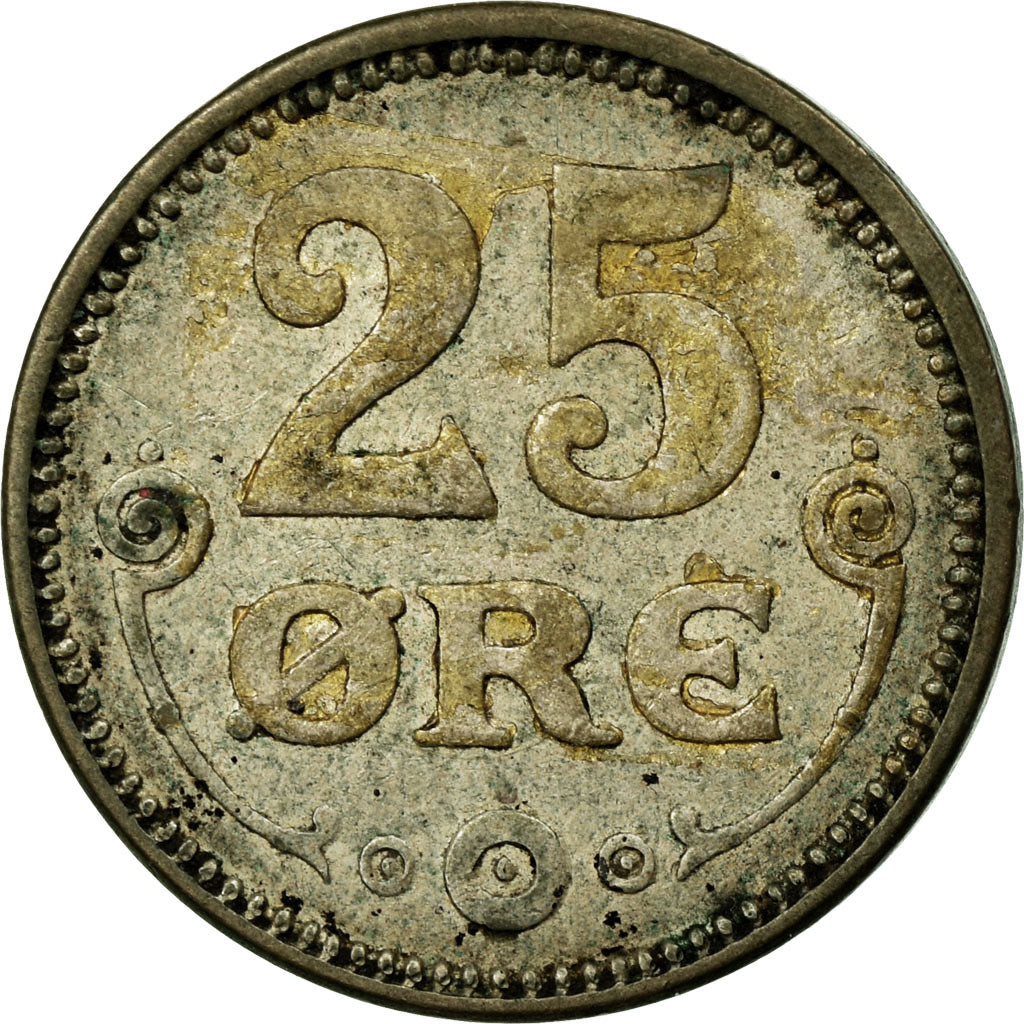Coin, Denmark, Christian X, 25 Öre, 1916, Copenhagen, VF(30-35), Silver