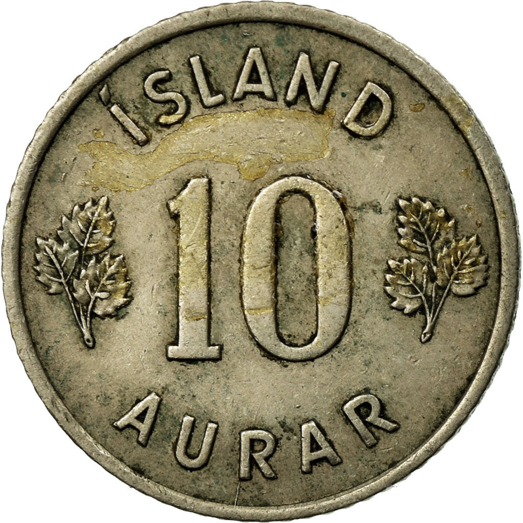 Moneta, Islandia, 10 Aurar, 1946, VF(30-35), Miedź-Nikiel, KM:10