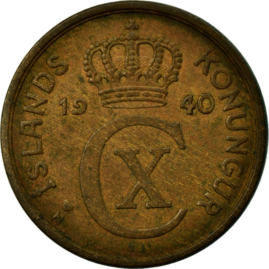 Monnaie, Iceland, Christian X, 2 Aurar, 1940, Londres, TTB, Bronze, KM:6.2