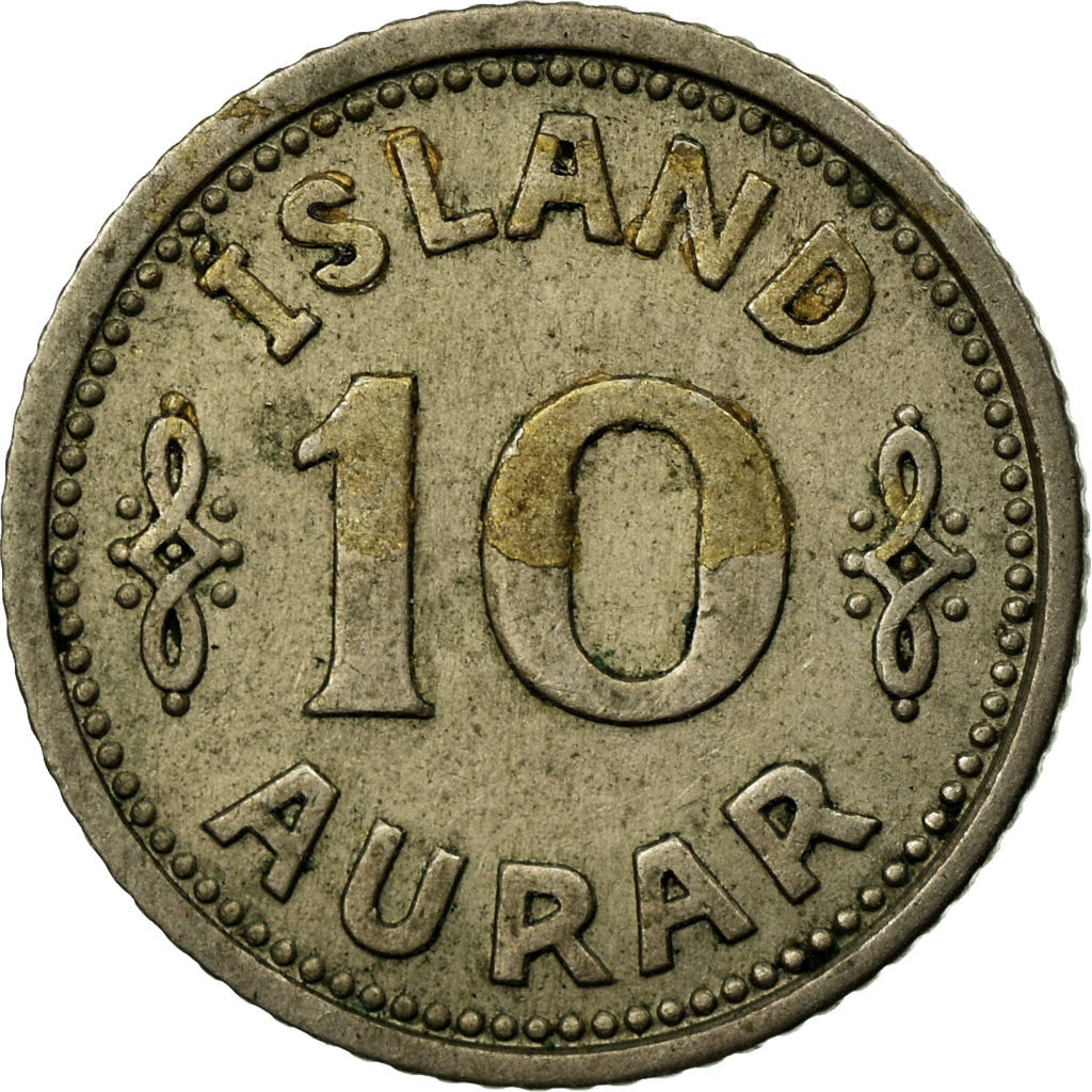 Coin, Iceland, Christian X, 10 Aurar, 1940, London, EF(40-45), Copper-nickel