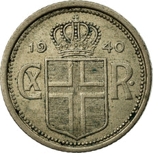 Coin, Iceland, Christian X, 25 Aurar, 1940, London, EF(40-45), Copper-nickel