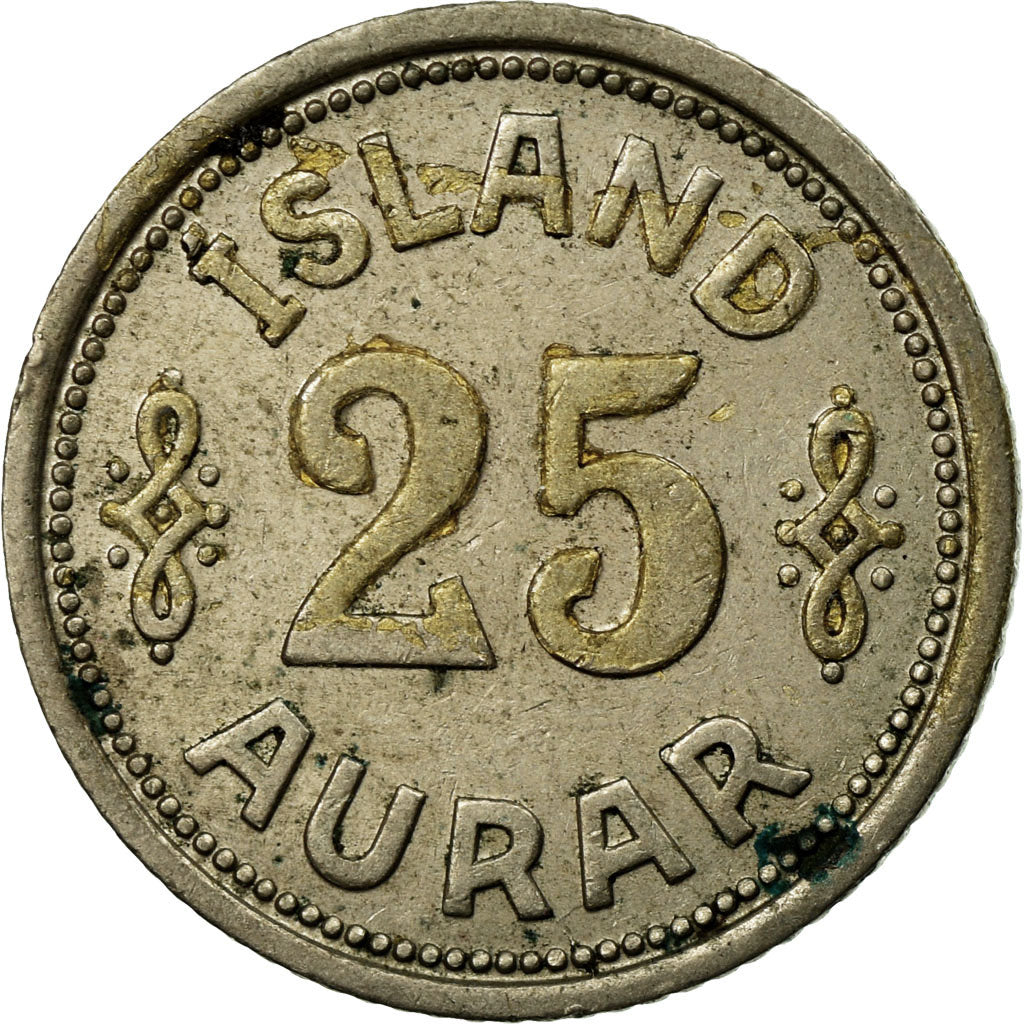 Coin, Iceland, Christian X, 25 Aurar, 1940, London, EF(40-45), Copper-nickel