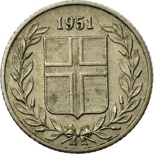 Coin, Iceland, 25 Aurar, 1951, EF(40-45), Copper-nickel, KM:11