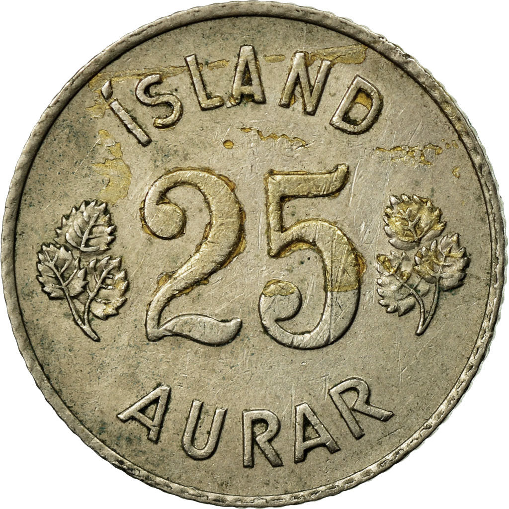 Coin, Iceland, 25 Aurar, 1951, EF(40-45), Copper-nickel, KM:11