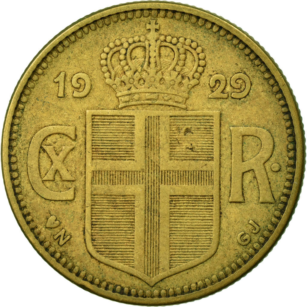 Coin, Iceland, Christian X, 2 Kronur, 1929, Copenhagen, EF(40-45)