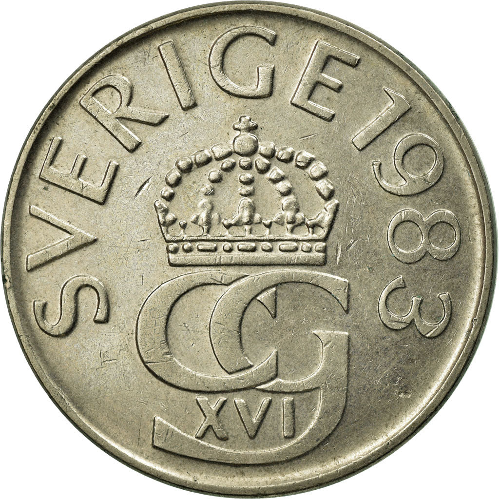 Moneta, Szwecja, Carl XVI Gustaf, 5 Kronor, 1983, EF(40-45), Miedź-Nikiel