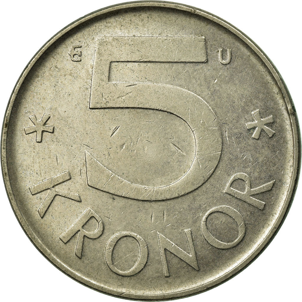 Moneta, Szwecja, Carl XVI Gustaf, 5 Kronor, 1983, EF(40-45), Miedź-Nikiel
