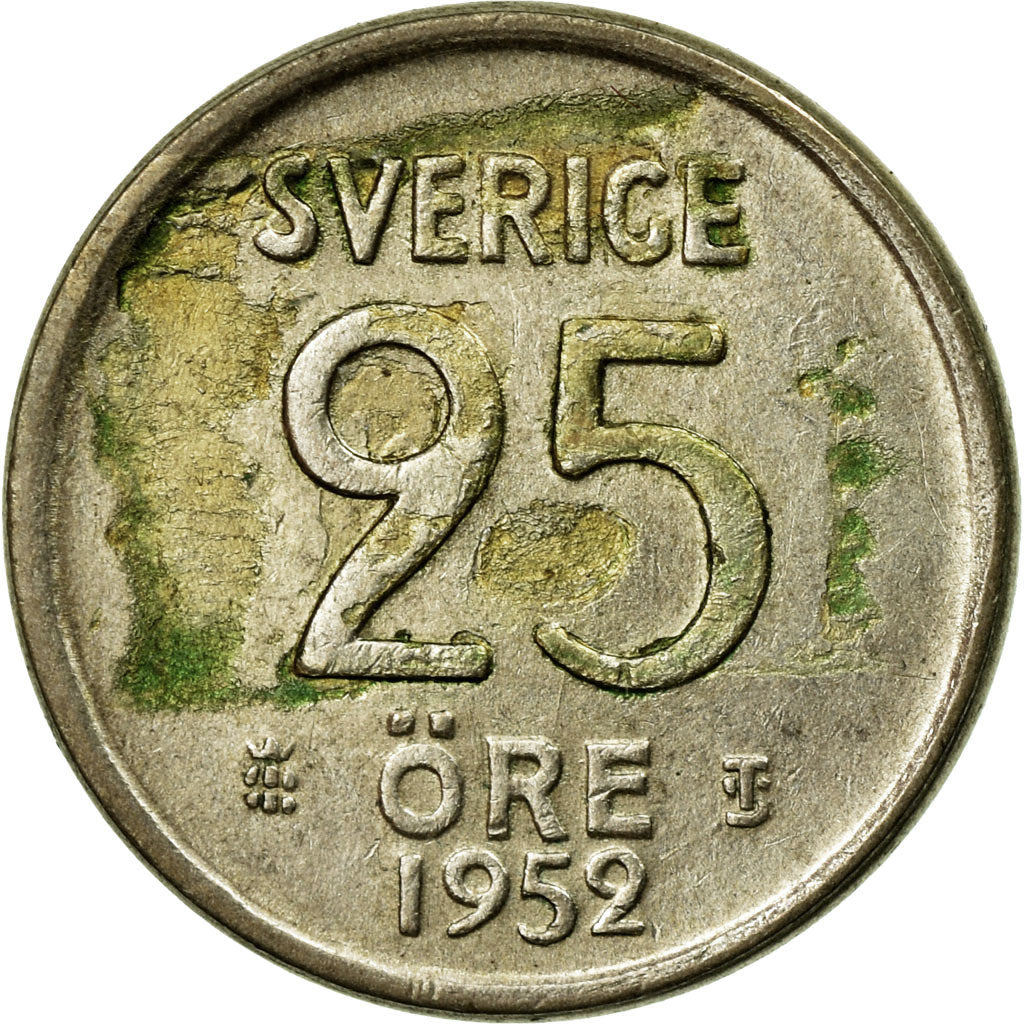 Coin, Sweden, Gustaf VI, 25 Öre, 1952, EF(40-45), Silver, KM:824