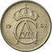 Moneta, Svezia, Gustaf VI, 25 Öre, 1962, BB, Rame-nichel, KM:836