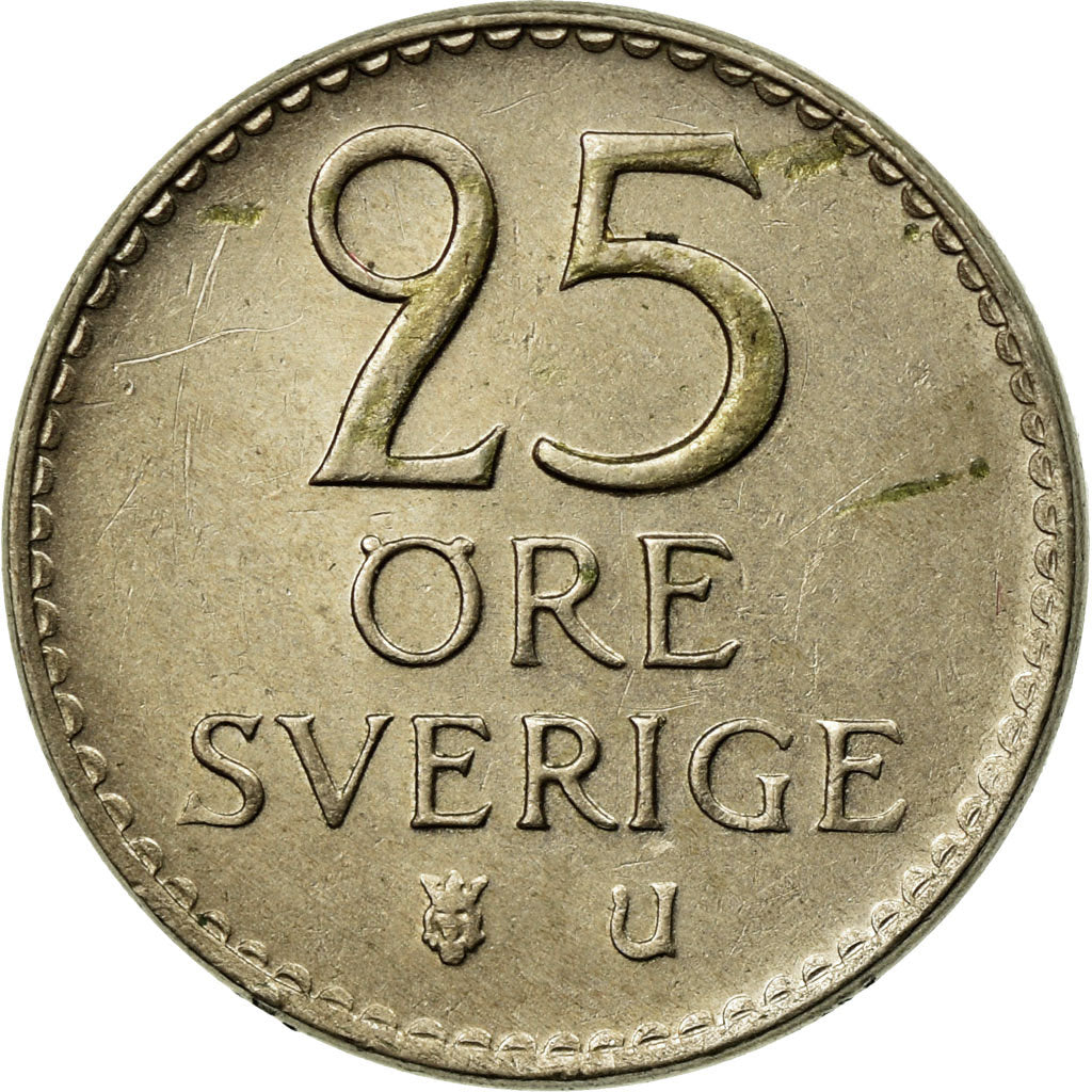 Moneta, Svezia, Gustaf VI, 25 Öre, 1962, BB, Rame-nichel, KM:836