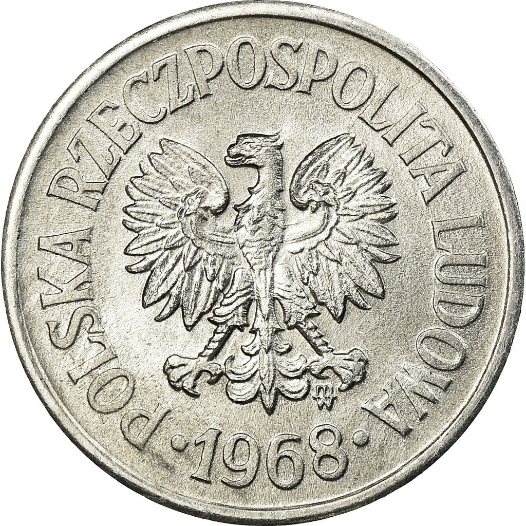 Coin, Poland, 10 Groszy, 1968, Warsaw, AU(55-58), Aluminum, KM:AA47