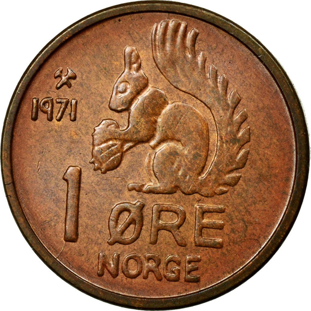 Coin, Norway, Olav V, Ore, 1971, EF(40-45), Bronze, KM:403