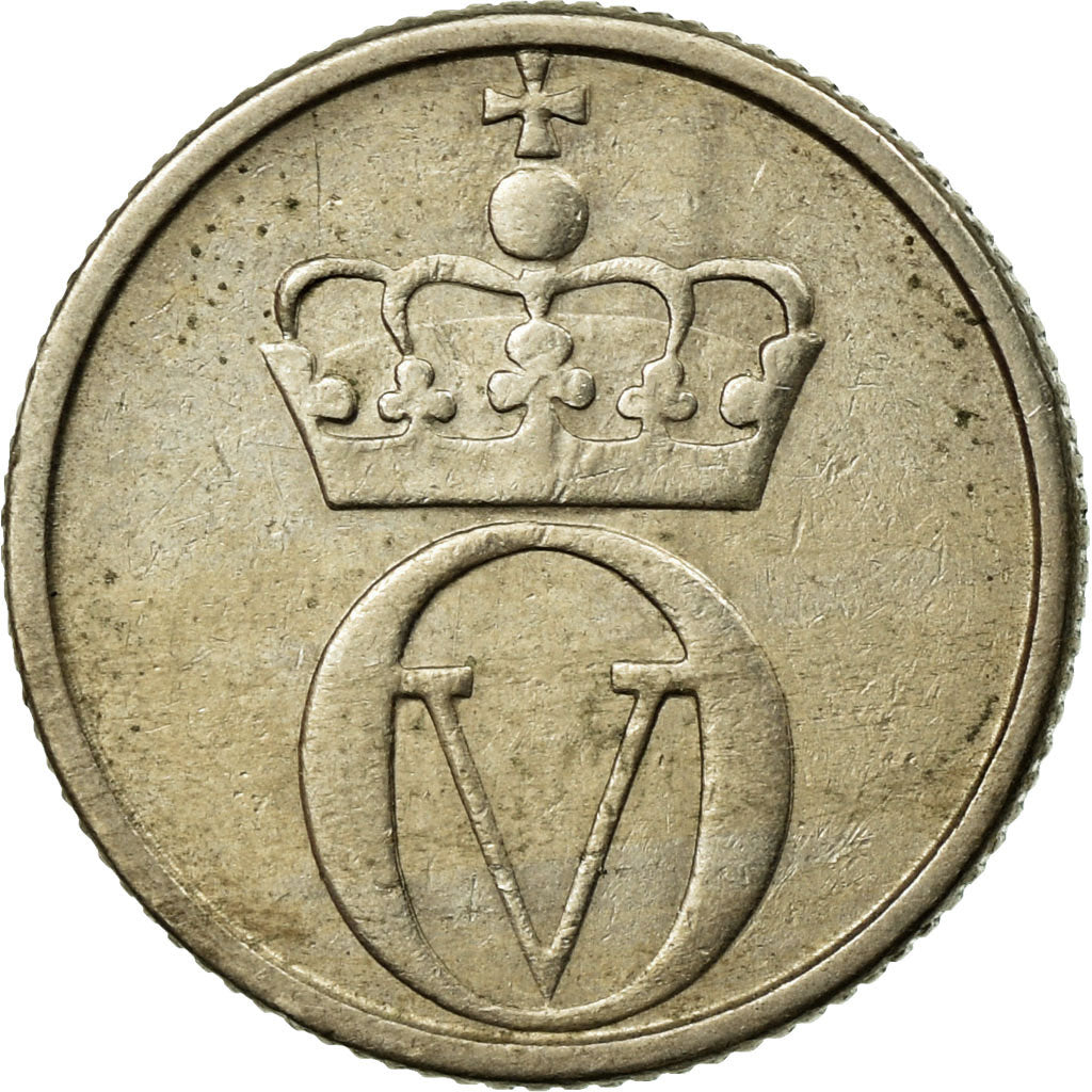 Coin, Norway, Olav V, 10 Öre, 1958, EF(40-45), Copper-nickel, KM:406