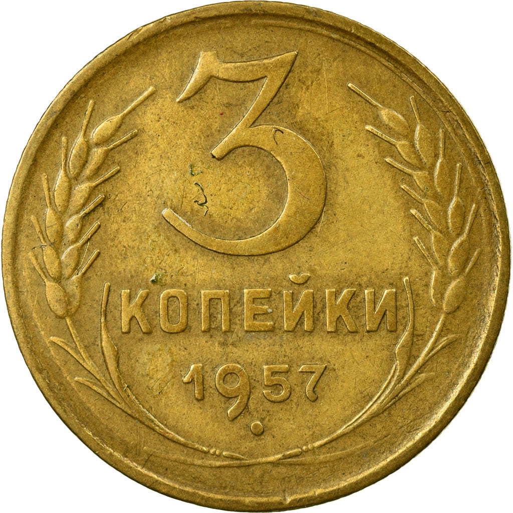 Moneta, Russia, 3 Kopeks, 1957, Saint-Petersburg, EF(40-45), Aluminium-Brąz