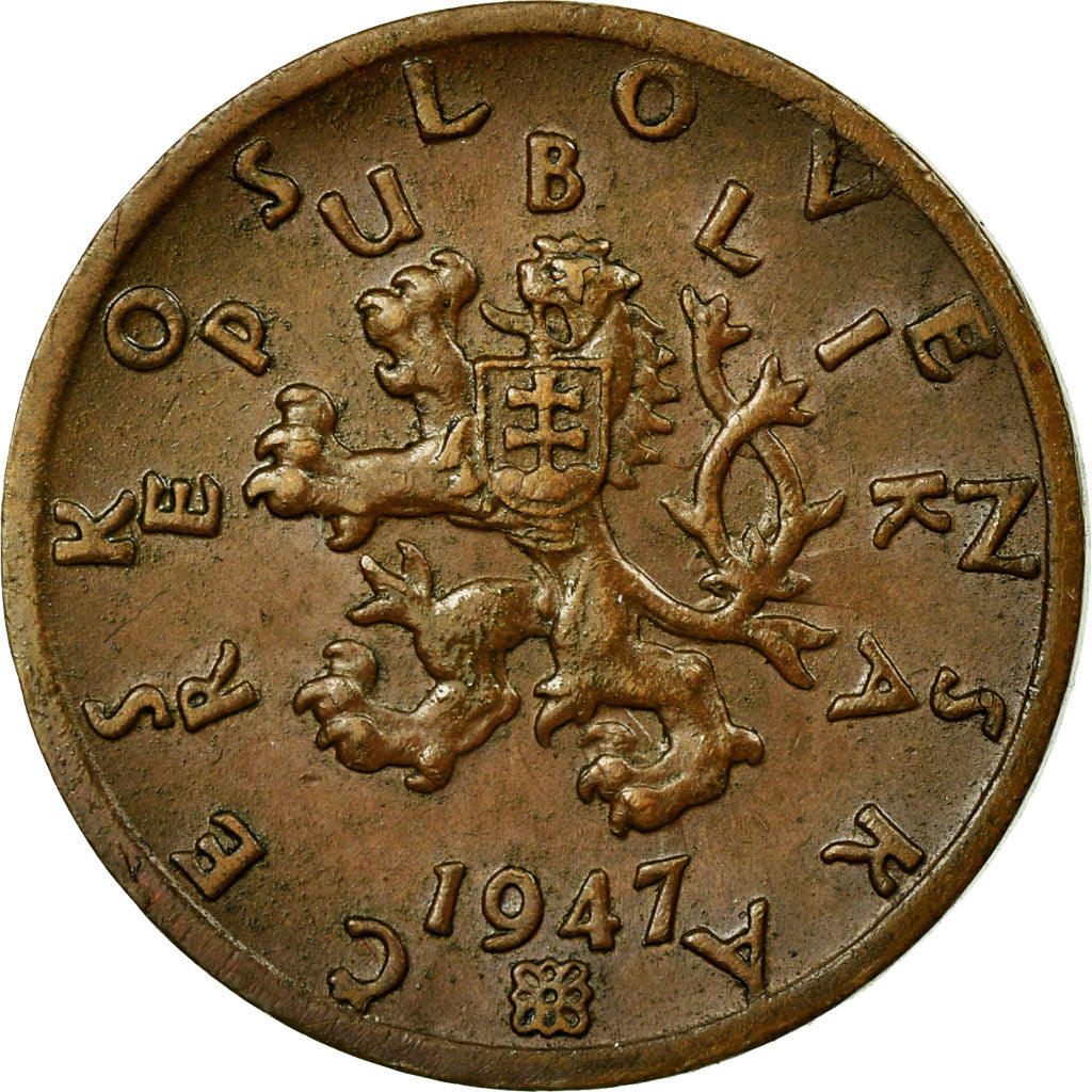Moeda, Checoslováquia, 50 Haleru, 1947, VF(30-35), Bronze, KM:21