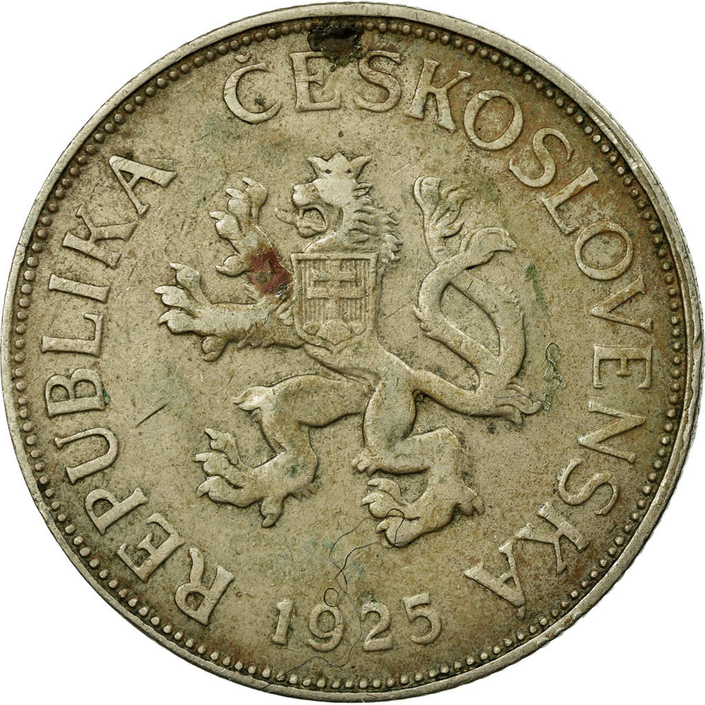 Coin, Czechoslovakia, 5 Korun, 1925, VF(30-35), Copper-nickel, KM:10