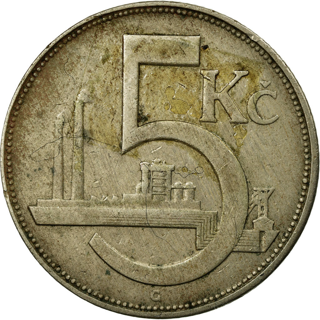 Coin, Czechoslovakia, 5 Korun, 1925, VF(30-35), Copper-nickel, KM:10