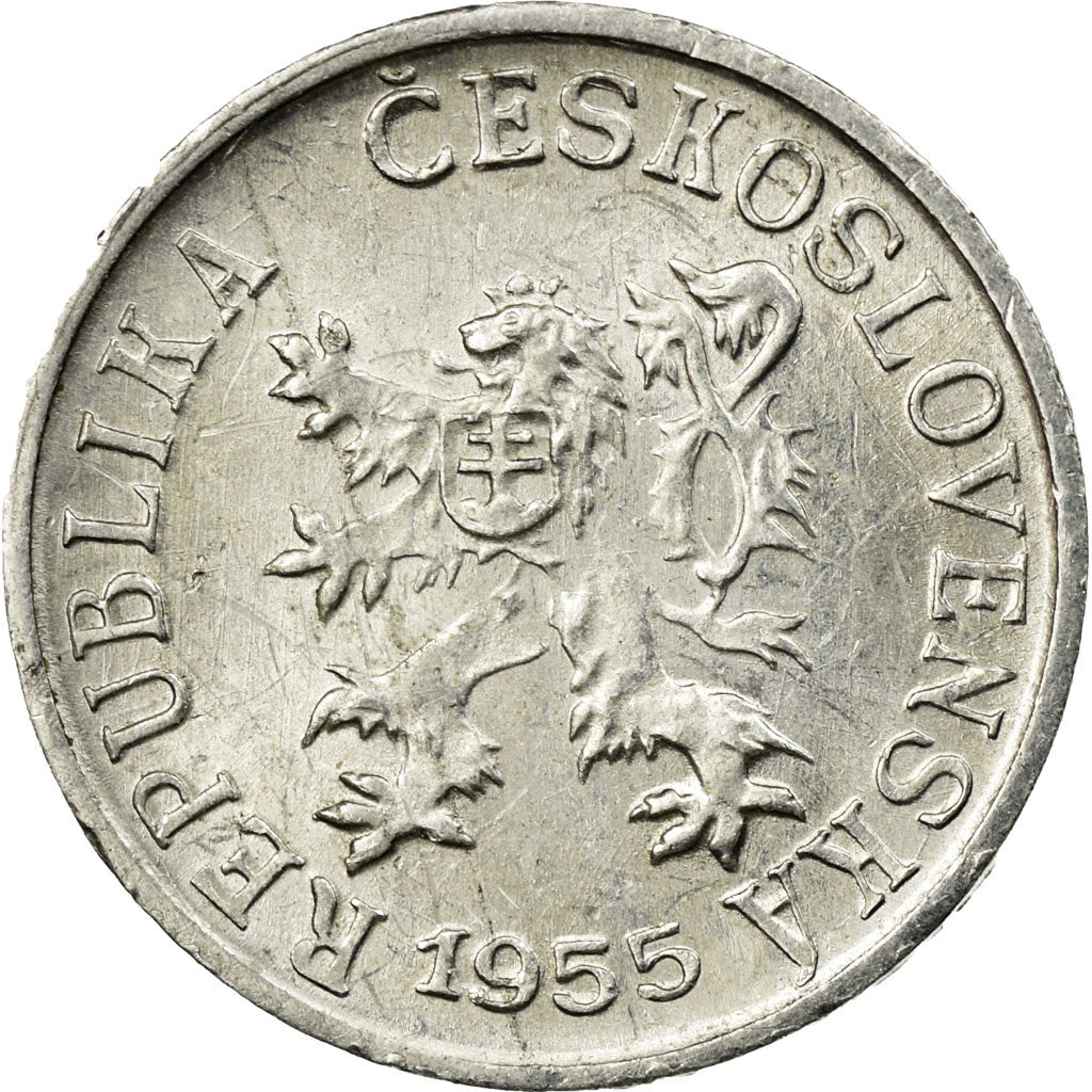 Coin, Czechoslovakia, Haler, 1955, EF(40-45), Aluminum, KM:35