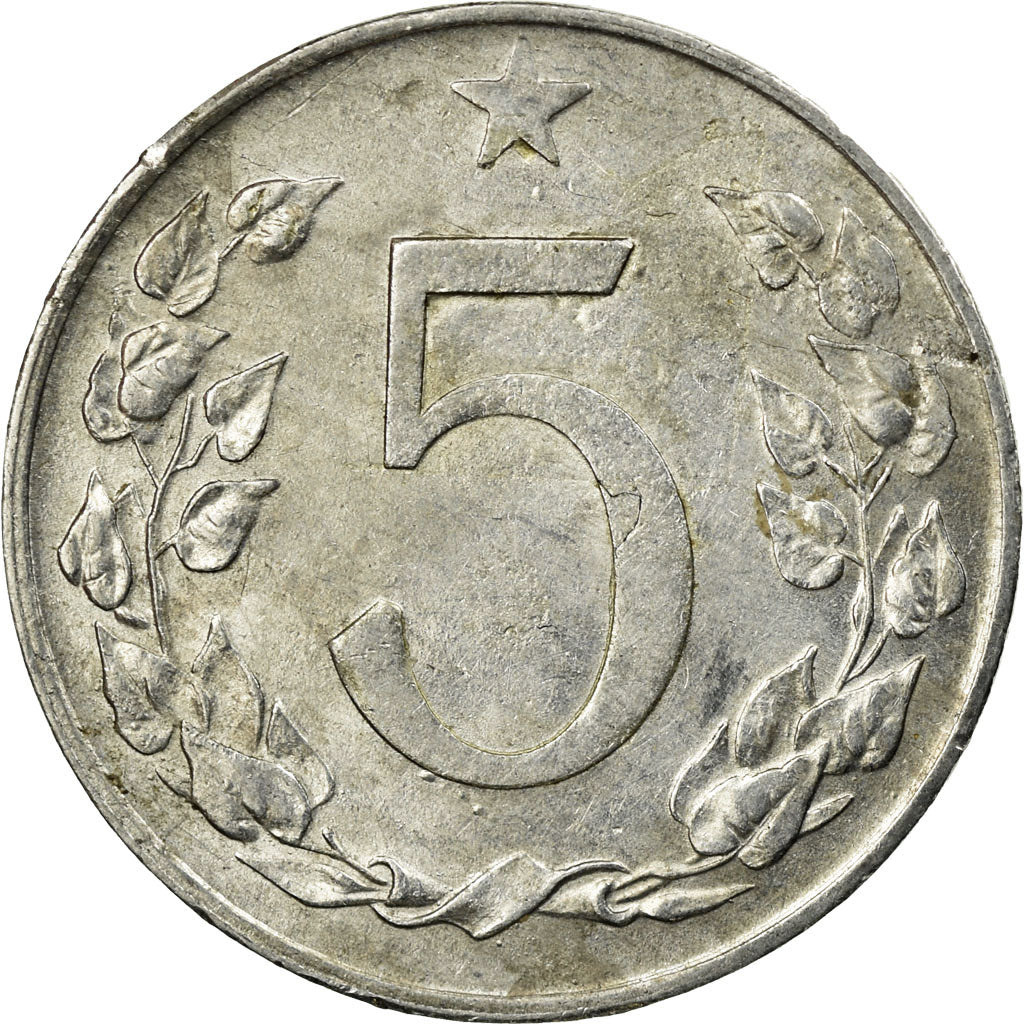 Coin, Czechoslovakia, 5 Haleru, 1954, EF(40-45), Aluminum, KM:37