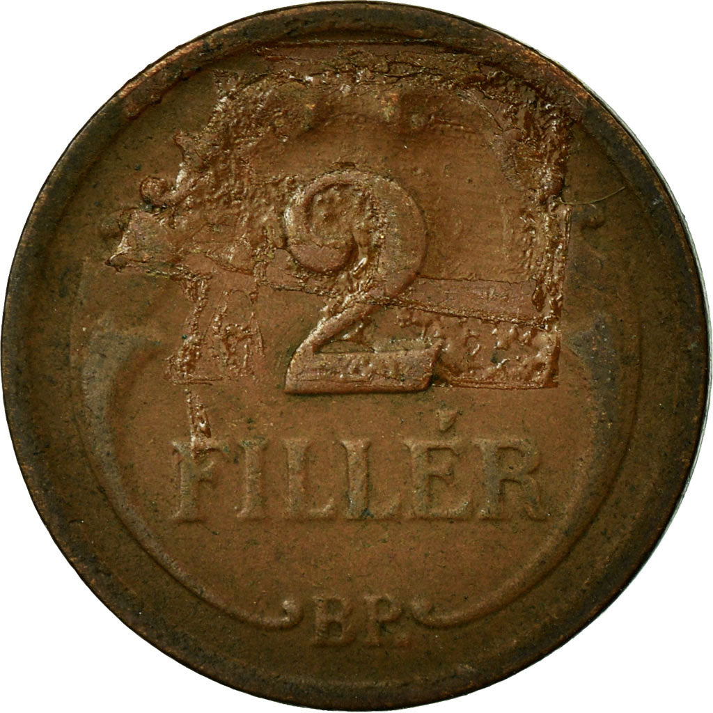 Munten, Hongarije, 2 Filler, 1927, Budapest, FR+, Bronze, KM:506