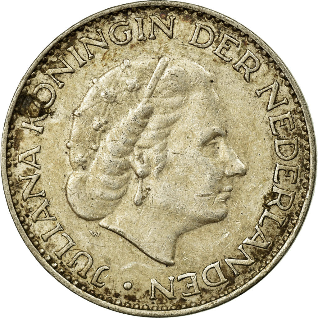 Coin, Netherlands, Juliana, Gulden, 1957, EF(40-45), Silver, KM:184