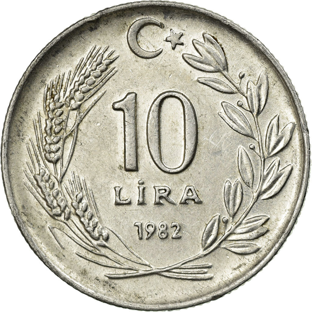 Coin, Turkey, 10 Lira, 1982, EF(40-45), Aluminum, KM:950.1