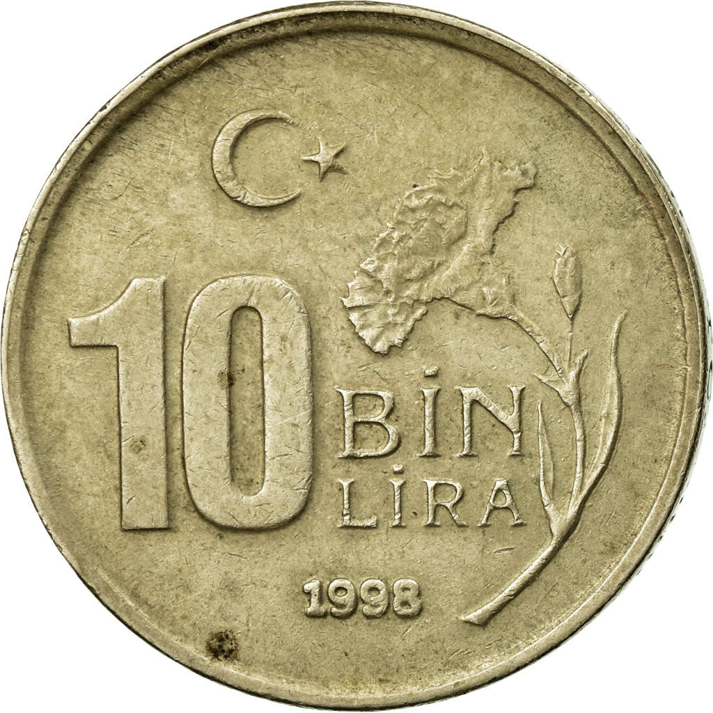 Munten, Turkije, 10000 Lira, 10 Bin Lira, 1998, ZF, Copper-Nickel-Zinc