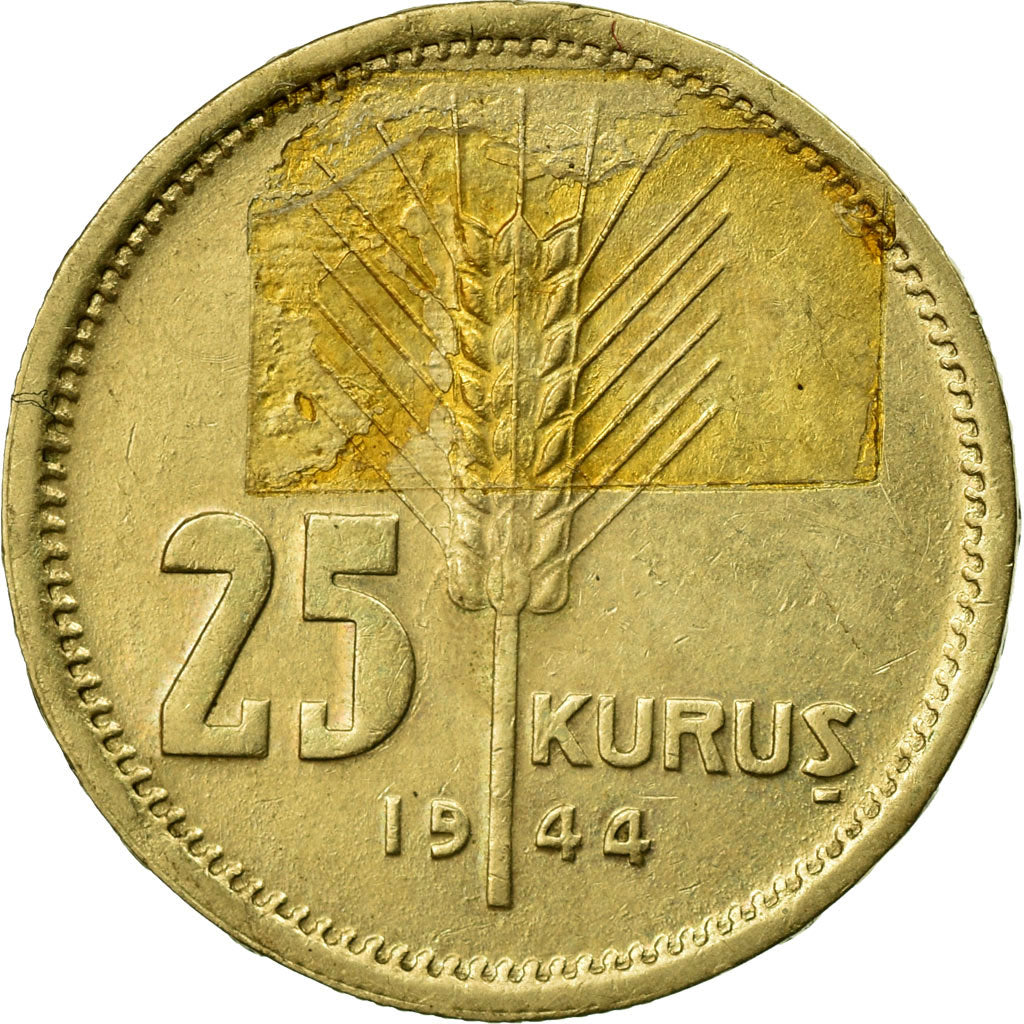 Monnaie, Turquie, 25 Kurus, 1944, TB+, Nickel-Bronze, KM:880