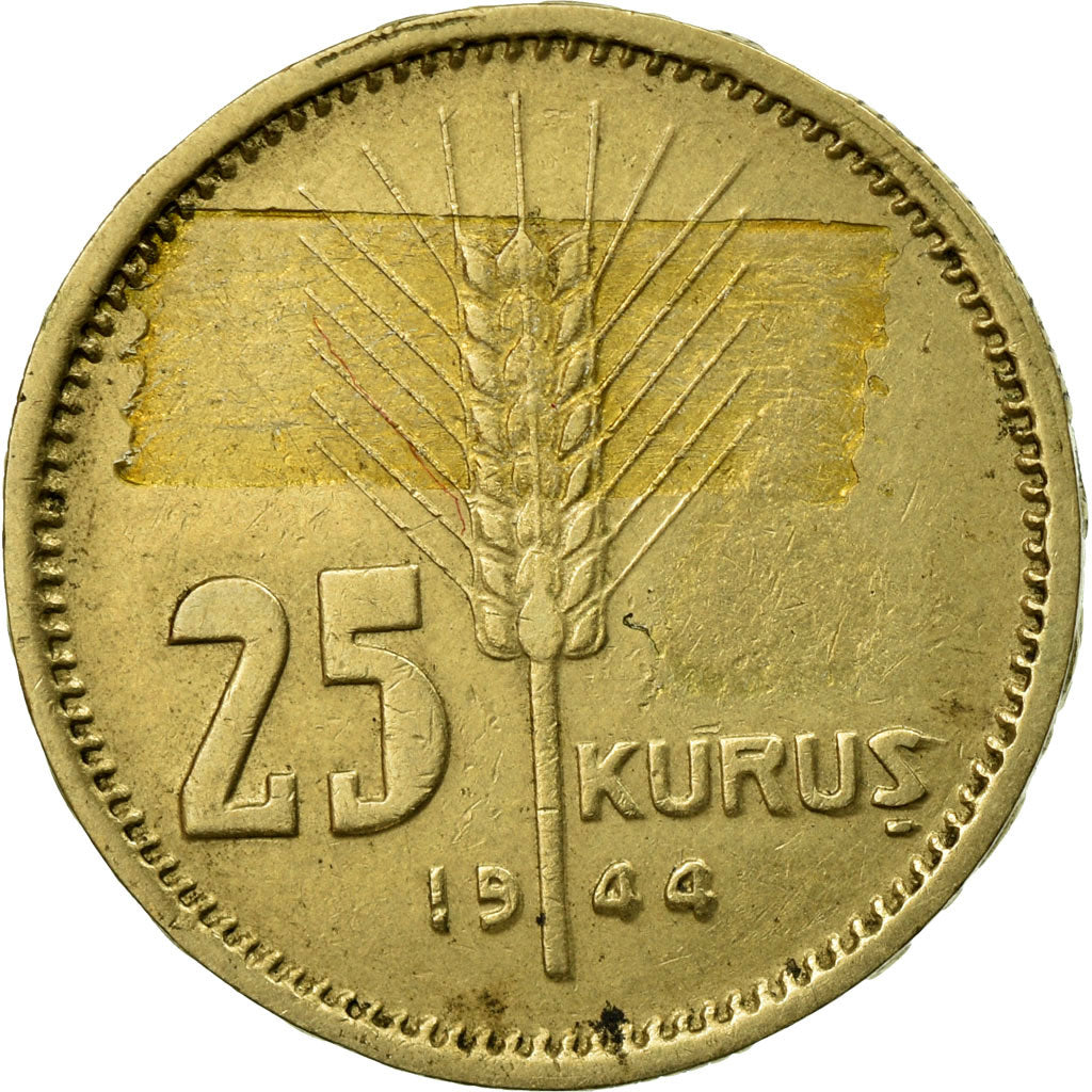 Coin, Turkey, 25 Kurus, 1944, VF(30-35), Nickel-Bronze, KM:880