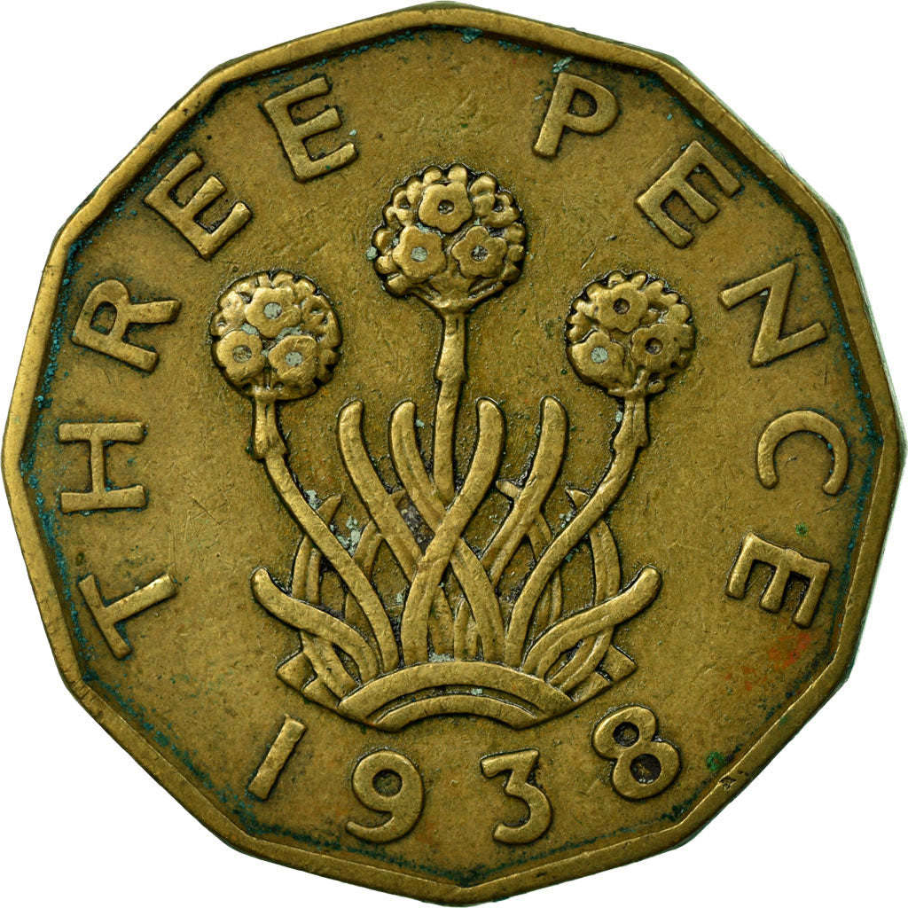 Moneta, Gran Bretagna, George VI, 3 Pence, 1938, BB, Nichel-ottone, KM:849