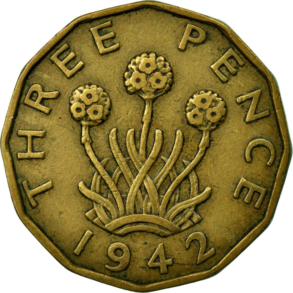 Munten, Groot Bretagne, George VI, 3 Pence, 1942, ZF, Nickel-brass, KM:849