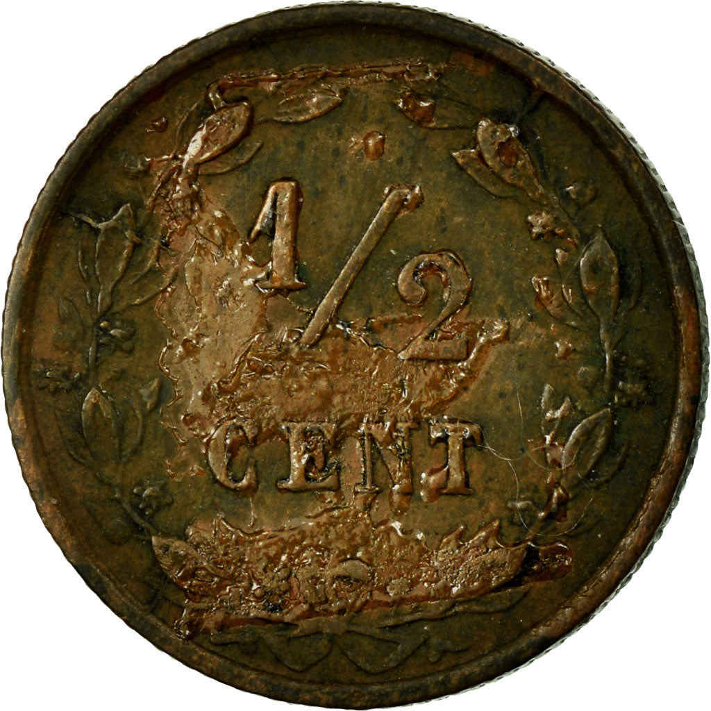 Coin, Netherlands, William III, 1/2 Cent, 1884, VF(30-35), Bronze, KM:109.1