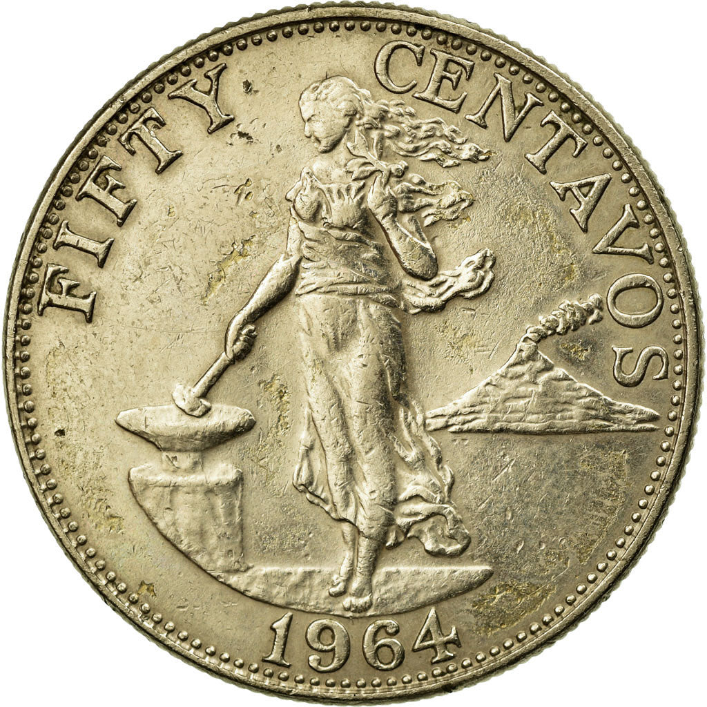 Coin, Philippines, 50 Centavos, 1964, EF(40-45), Copper-Nickel-Zinc, KM:190