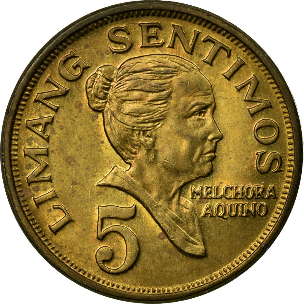 Coin, Philippines, 5 Sentimos, 1972, EF(40-45), Brass, KM:197