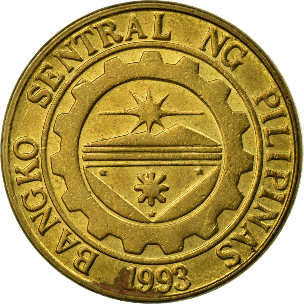 Coin, Philippines, 25 Sentimos, 1993, EF(40-45), Brass, KM:241.2