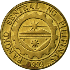 Coin, Philippines, 25 Sentimos, 1993, EF(40-45), Brass, KM:241.2
